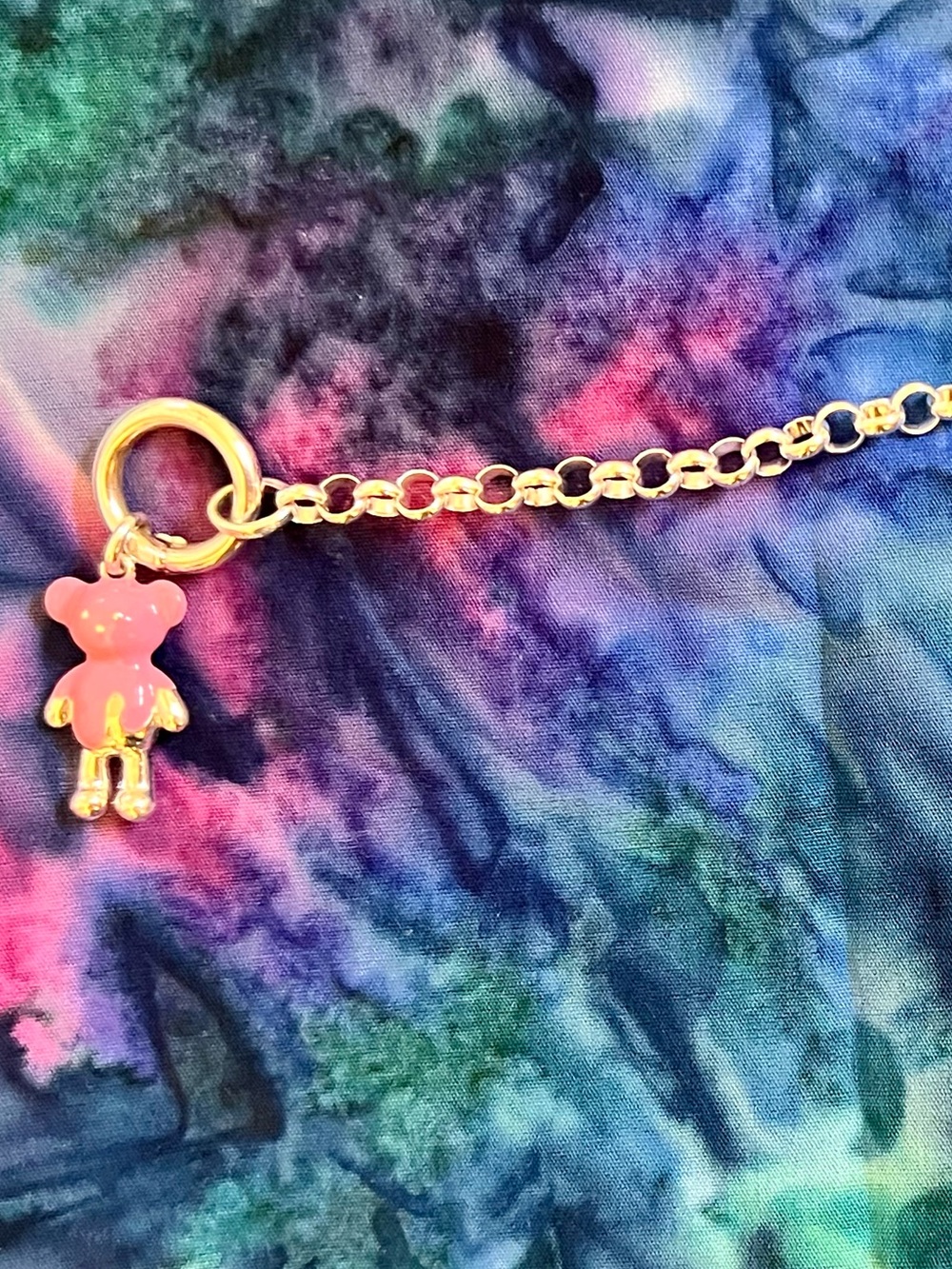 Tous 925 Sterling Silver Pink Bear Bracelet Y2K Barbiecore Enamel Charm + Box